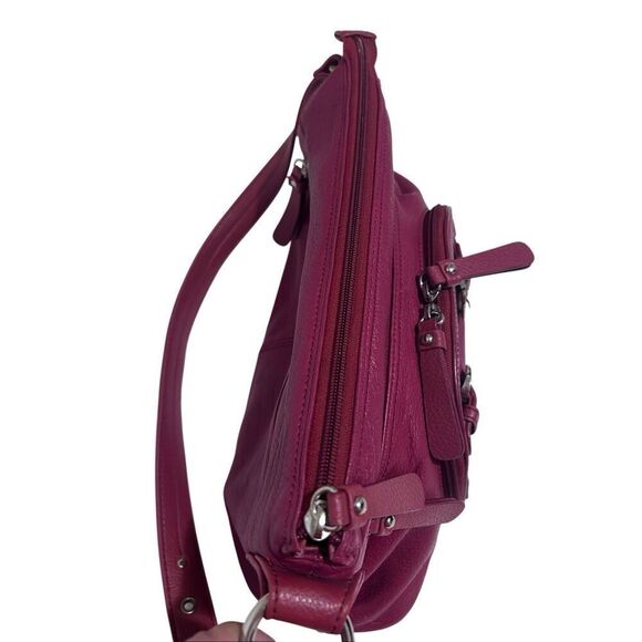 Stone & Co Red Genuine Leather Shoulder Bag Handbag Buckled Adjustable Strap - Picture 7 of 12